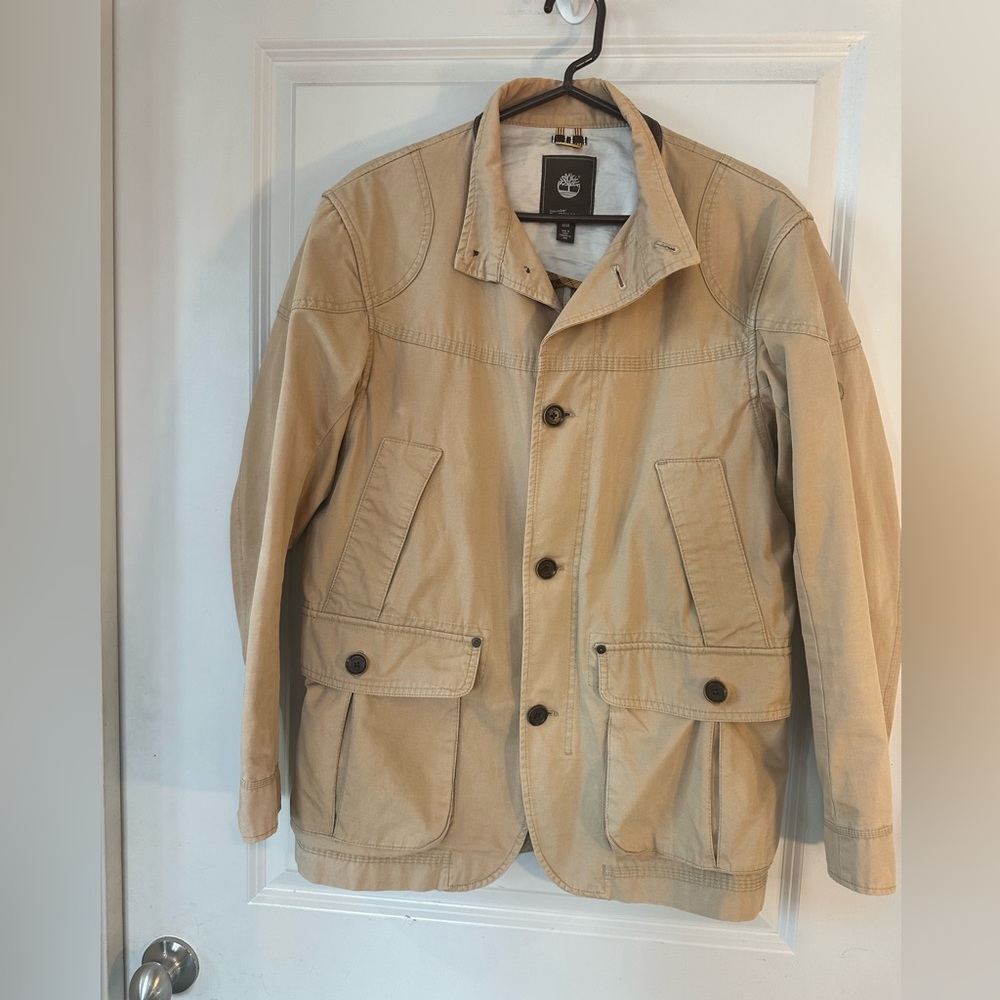 Timberland Earthkeepers Khaki Cotton/Cowhide LeatherTrim Chore/Barn/Field Jacket